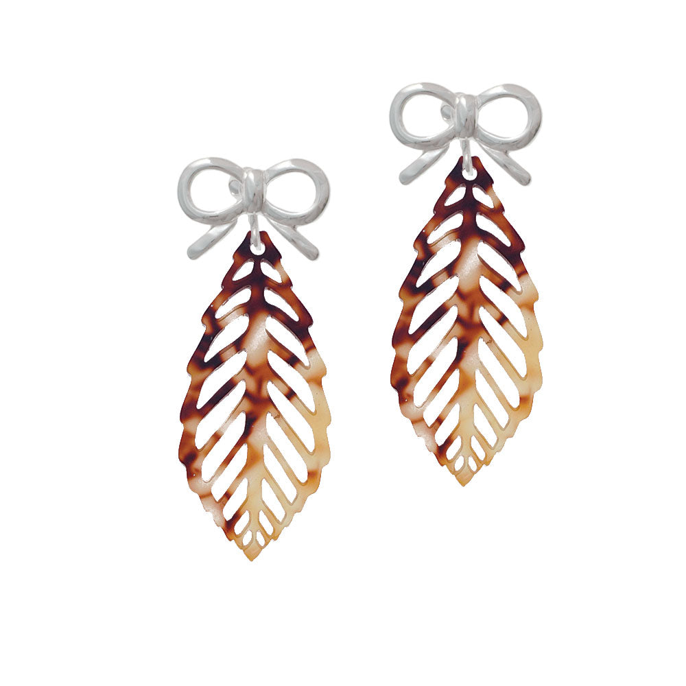 Acrylic Large Leaf Mixed Brown and Yellow Crystal Clip On Earrings Image 9