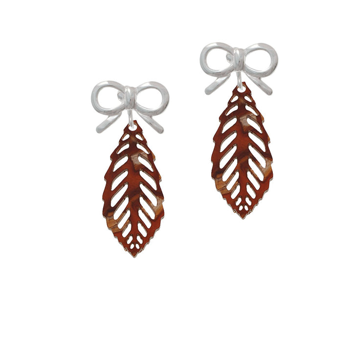 Acrylic Medium Leaf Pearly Brown Crystal Clip On Earrings Image 9