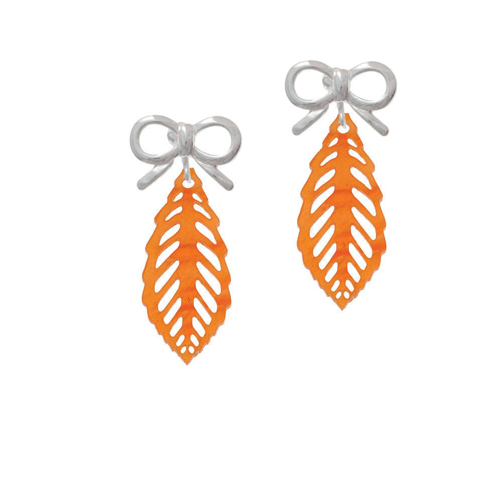 Acrylic Medium Leaf Pearly Orange Crystal Clip On Earrings Image 9