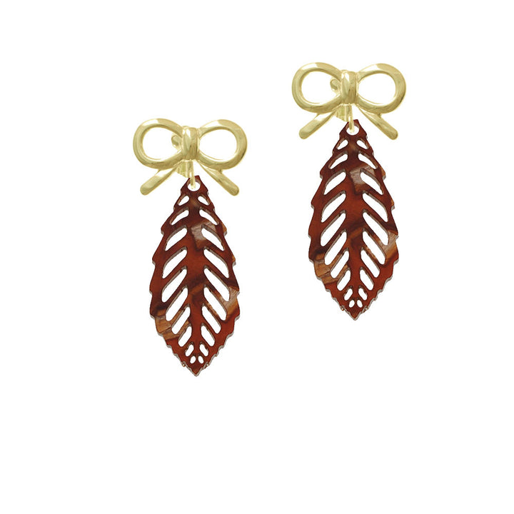 Acrylic Medium Leaf Pearly Brown Crystal Clip On Earrings Image 10