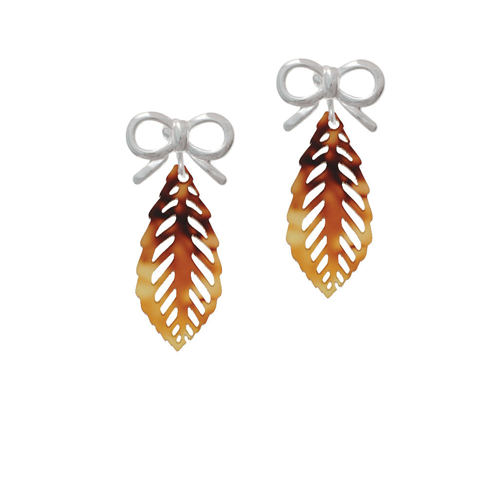 Acrylic Medium Leaf Mixed Brown and Yellow Crystal Clip On Earrings Image 9