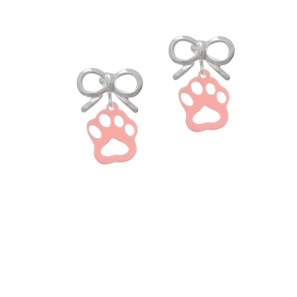 Acrylic Small Paw Light Pink Crystal Clip On Earrings Image 9