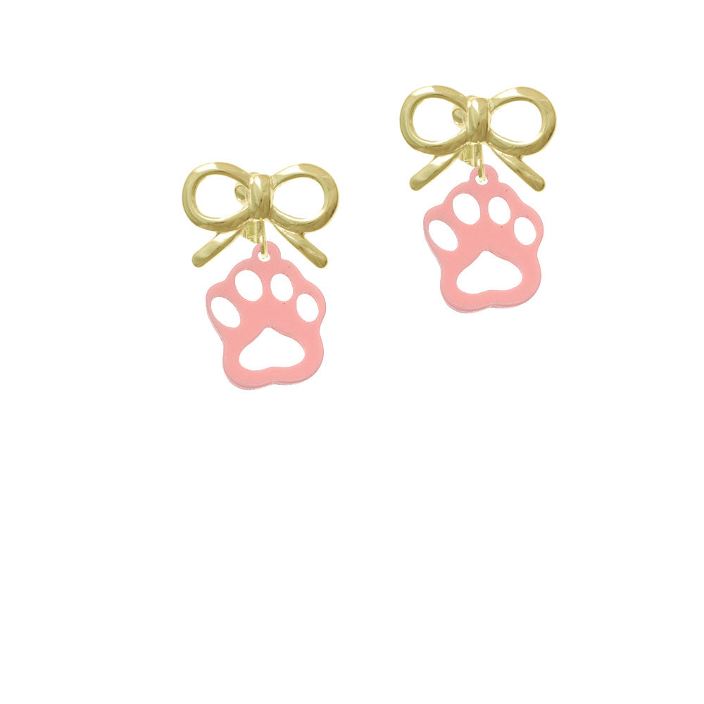 Acrylic Small Paw Light Pink Crystal Clip On Earrings Image 10