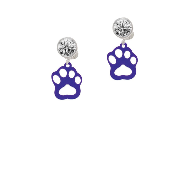 Acrylic Small Paw Purple Crystal Clip On Earrings Image 1