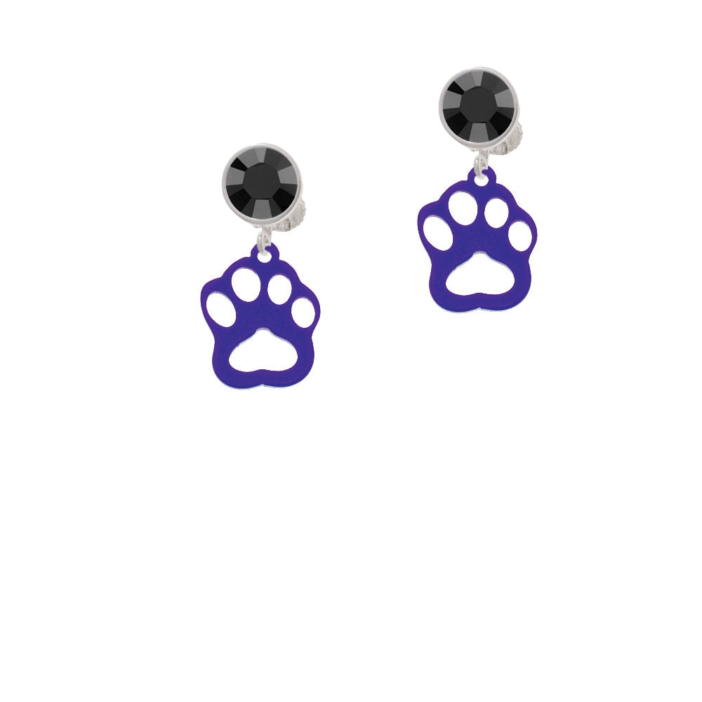 Acrylic Small Paw Purple Crystal Clip On Earrings Image 3