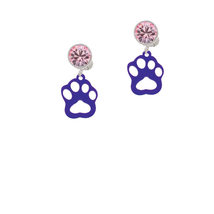 Acrylic Small Paw Purple Crystal Clip On Earrings Image 4