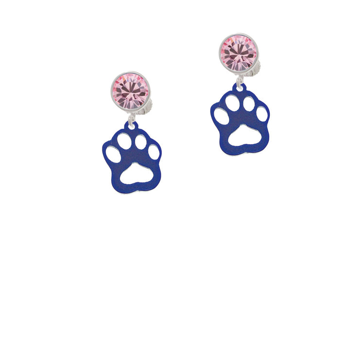 Acrylic Small Paw Blue Crystal Clip On Earrings Image 4