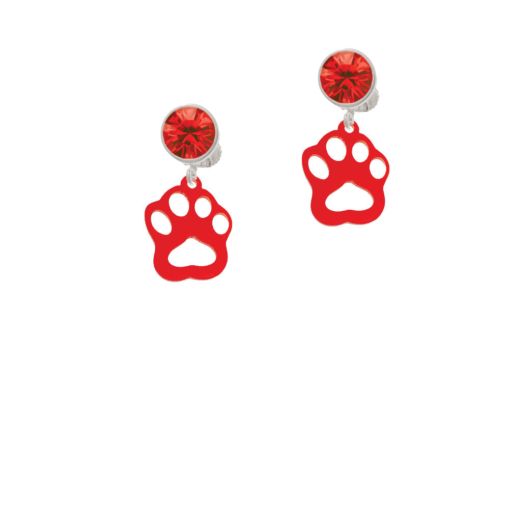 Acrylic Small Paw Red Crystal Clip On Earrings Image 4