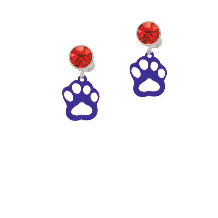 Acrylic Small Paw Purple Crystal Clip On Earrings Image 4