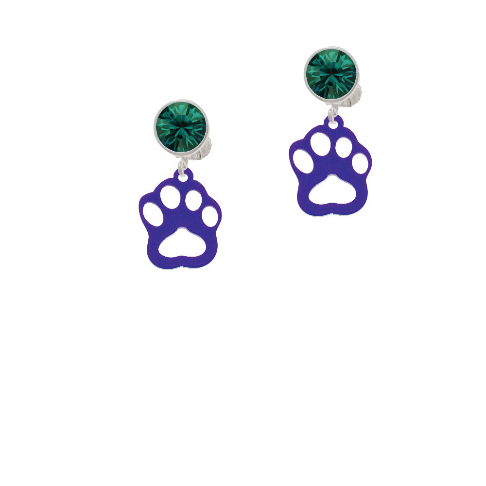 Acrylic Small Paw Purple Crystal Clip On Earrings Image 6