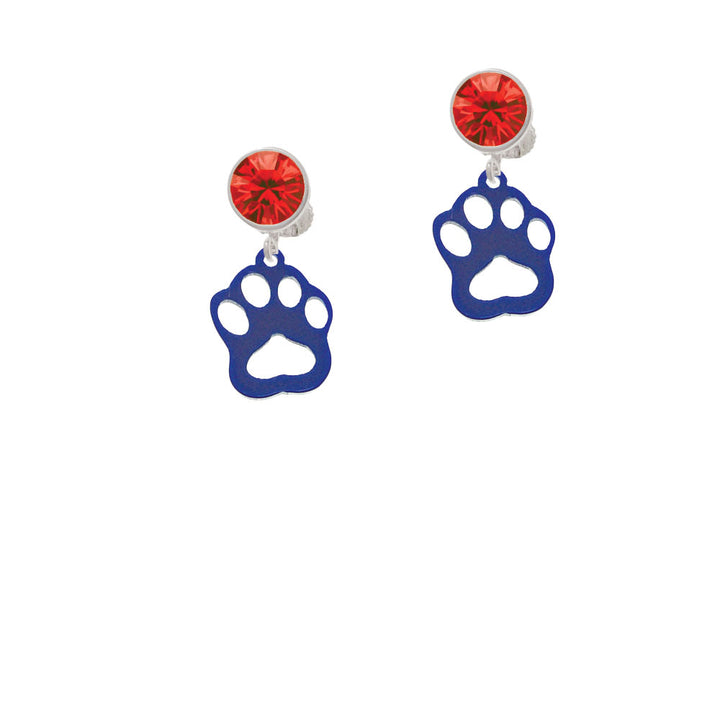 Acrylic Small Paw Blue Crystal Clip On Earrings Image 4