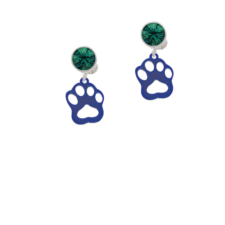 Acrylic Small Paw Blue Crystal Clip On Earrings Image 6