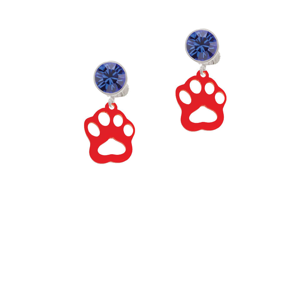 Acrylic Small Paw Red Crystal Clip On Earrings Image 7