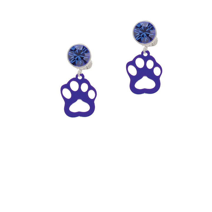 Acrylic Small Paw Purple Crystal Clip On Earrings Image 7