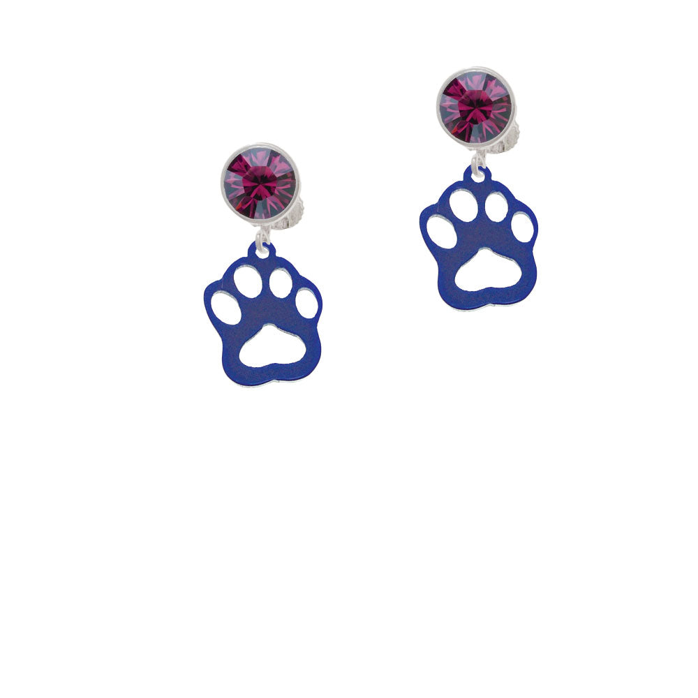 Acrylic Small Paw Blue Crystal Clip On Earrings Image 8