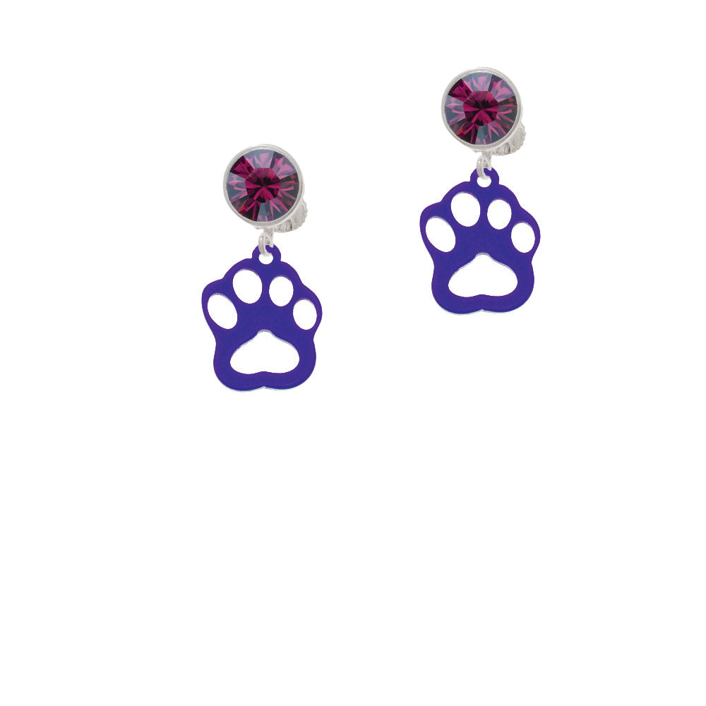 Acrylic Small Paw Purple Crystal Clip On Earrings Image 8