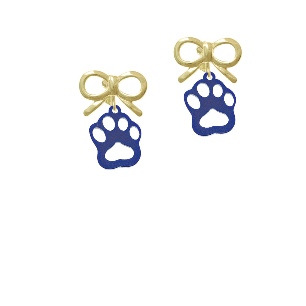 Acrylic Small Paw Blue Crystal Clip On Earrings Image 10