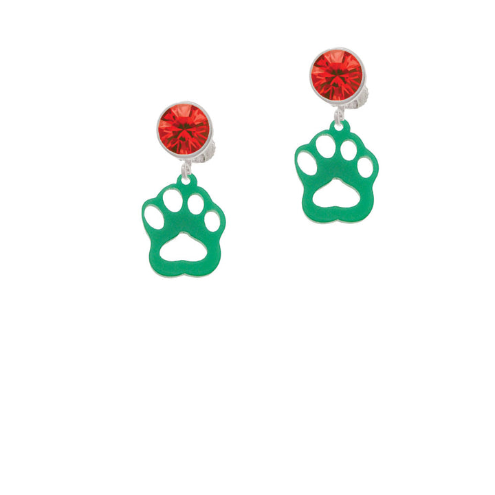 Acrylic Small Paw Green Crystal Clip On Earrings Image 4