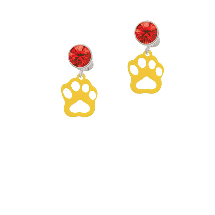 Acrylic Small Paw Yellow Crystal Clip On Earrings Image 4