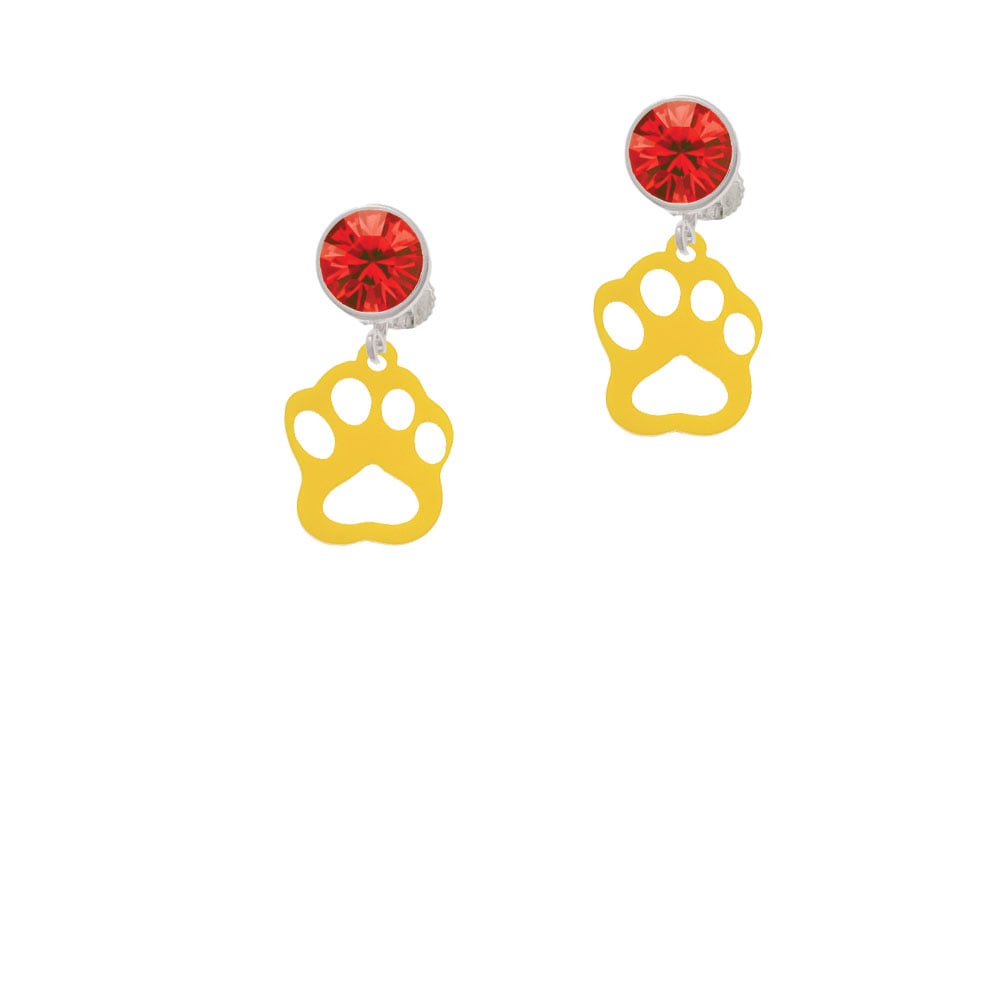 Acrylic Small Paw Yellow Crystal Clip On Earrings Image 1