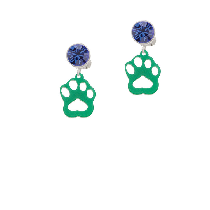 Acrylic Small Paw Green Crystal Clip On Earrings Image 7