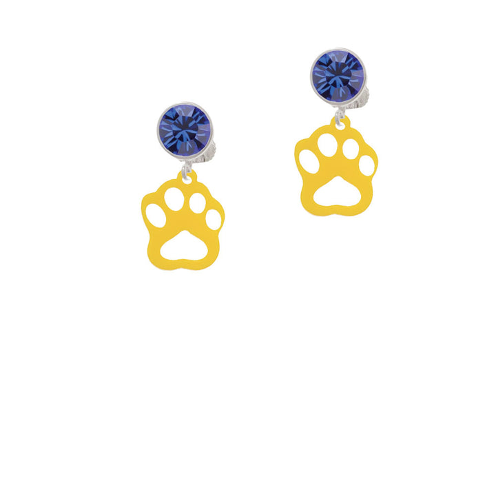 Acrylic Small Paw Yellow Crystal Clip On Earrings Image 7