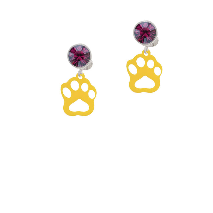 Acrylic Small Paw Yellow Crystal Clip On Earrings Image 8