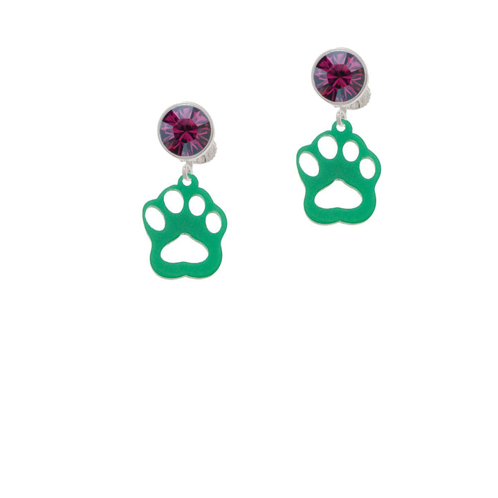 Acrylic Small Paw Green Crystal Clip On Earrings Image 8