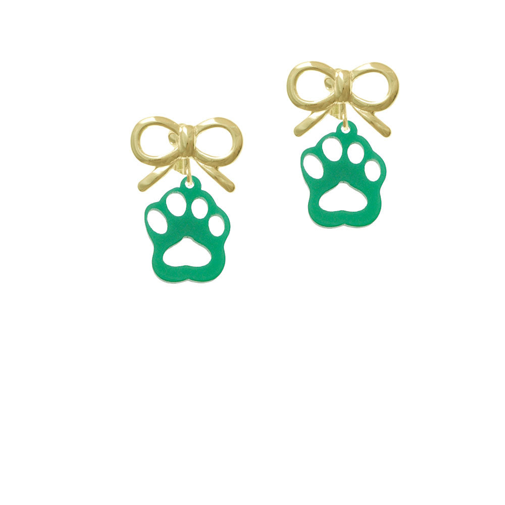 Acrylic Small Paw Green Crystal Clip On Earrings Image 10