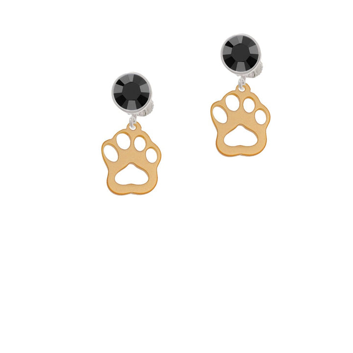 Acrylic Small Paw Gold Tone Crystal Clip On Earrings Image 3