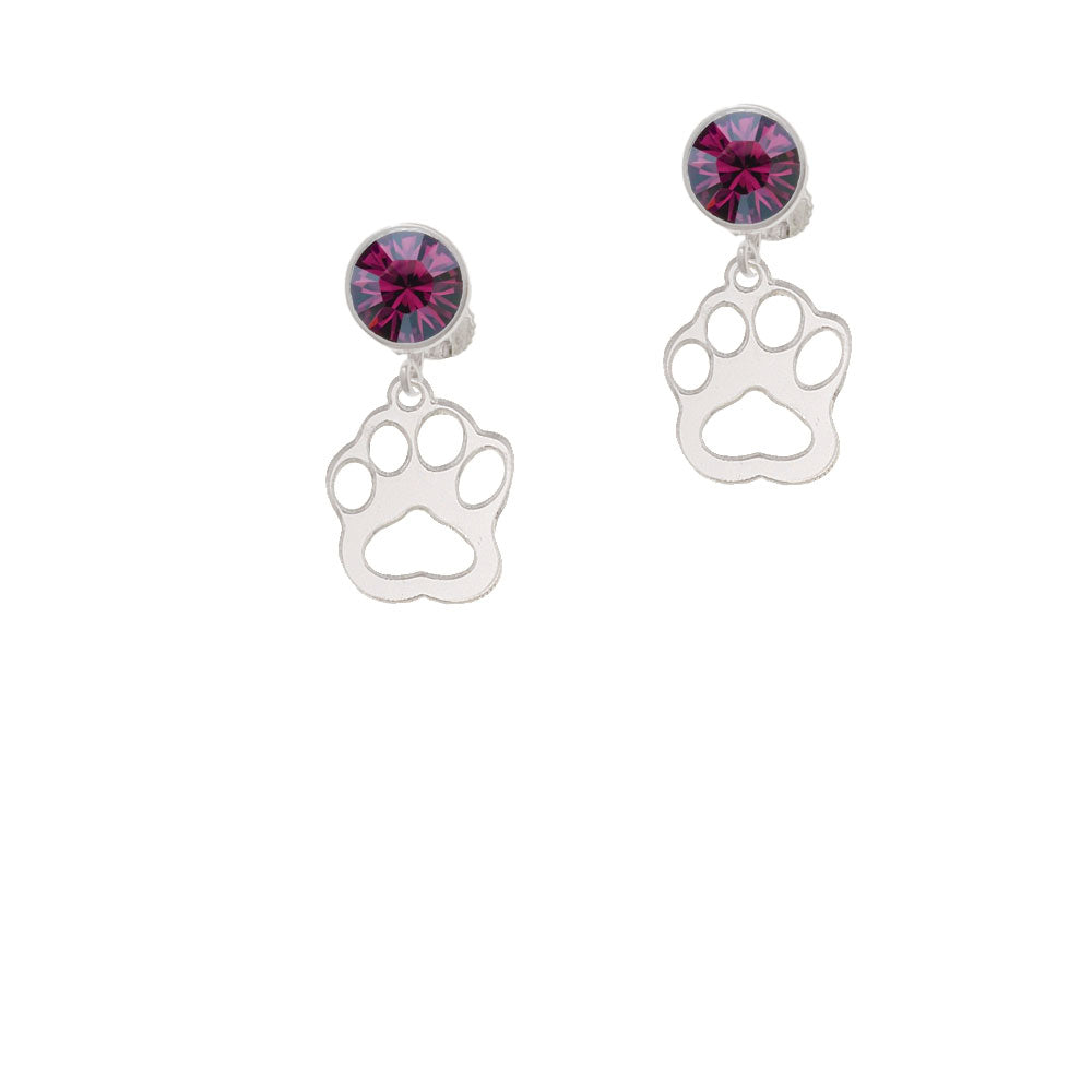 Acrylic Small Paw Mirror Silver Tone Crystal Clip On Earrings Image 8