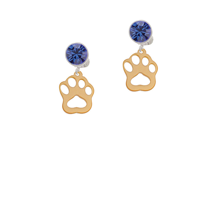 Acrylic Small Paw Gold Tone Crystal Clip On Earrings Image 7