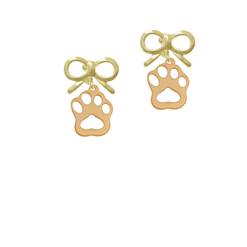 Acrylic Small Paw Gold Tone Crystal Clip On Earrings Image 10