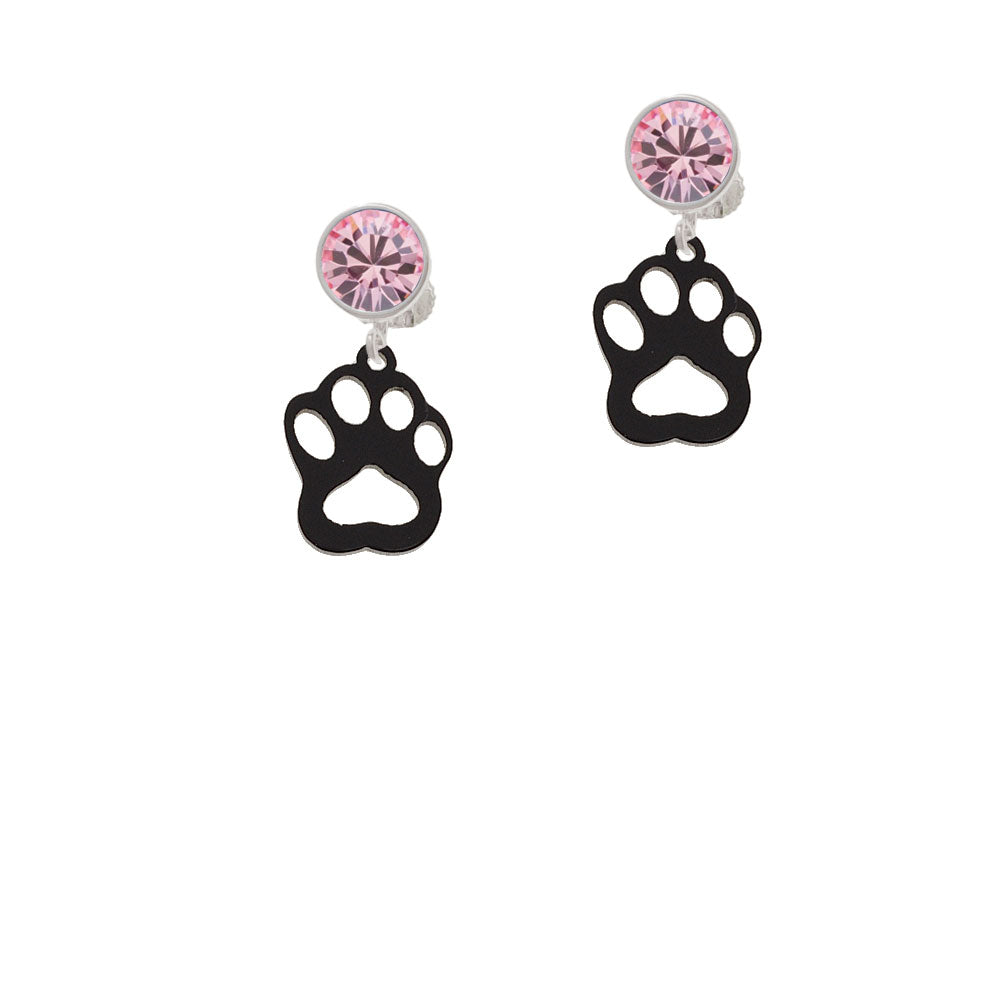 Acrylic Small Paw Black Crystal Clip On Earrings Image 4