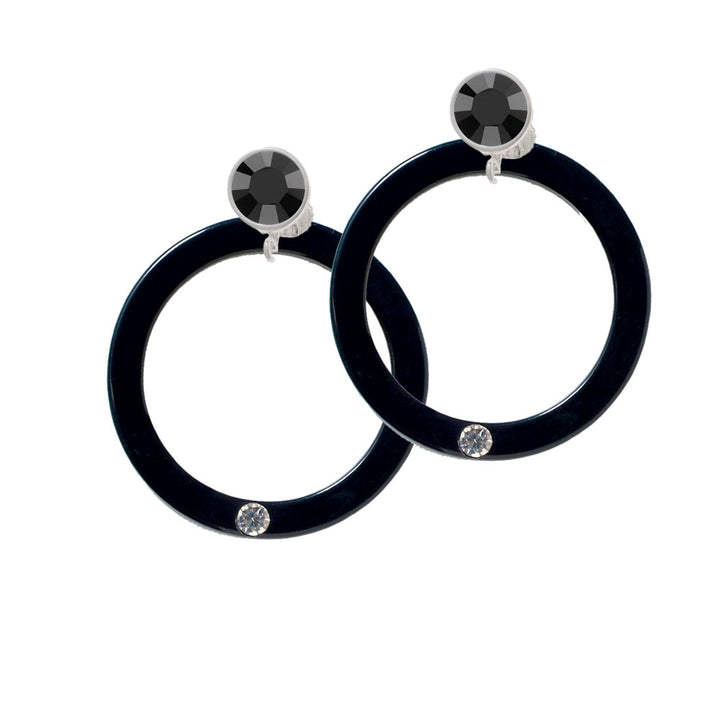 Acrylic 1 1/2" Ring with 4mm Crystal Black Crystal Clip On Earrings Image 3