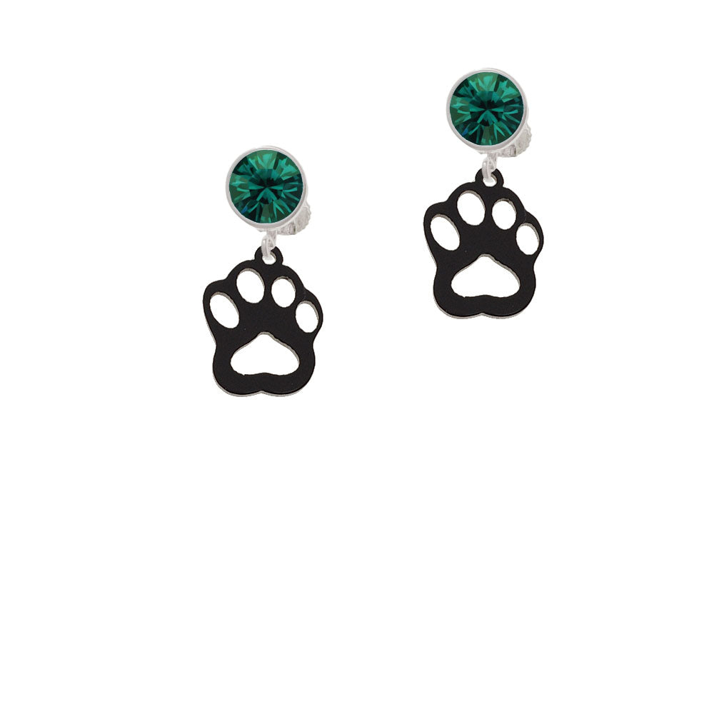 Acrylic Small Paw Black Crystal Clip On Earrings Image 6