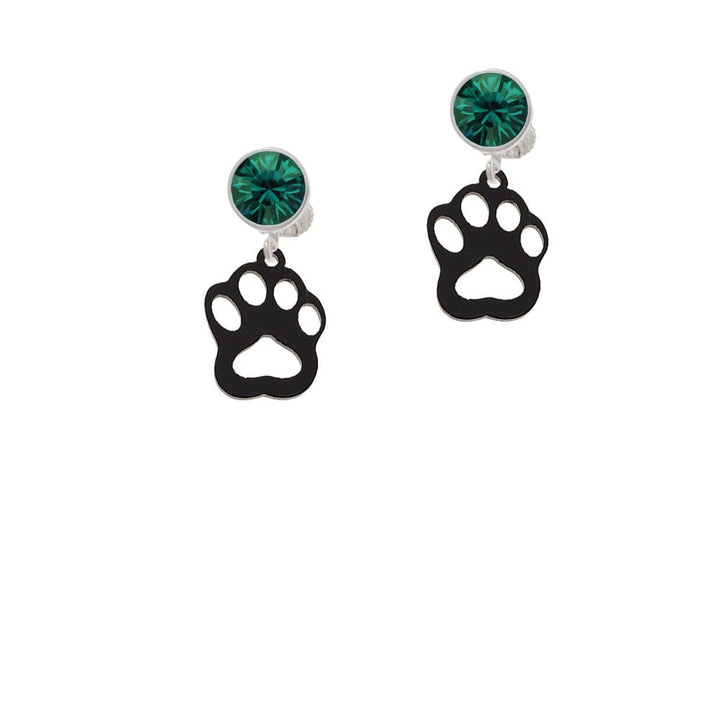 Acrylic Small Paw Black Crystal Clip On Earrings Image 1