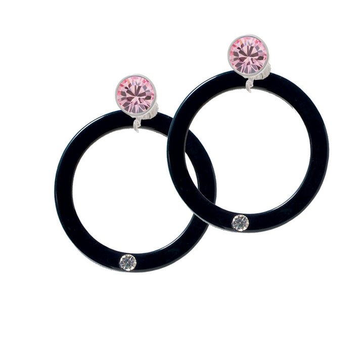 Acrylic 1 1/2" Ring with 4mm Crystal Black Crystal Clip On Earrings Image 4