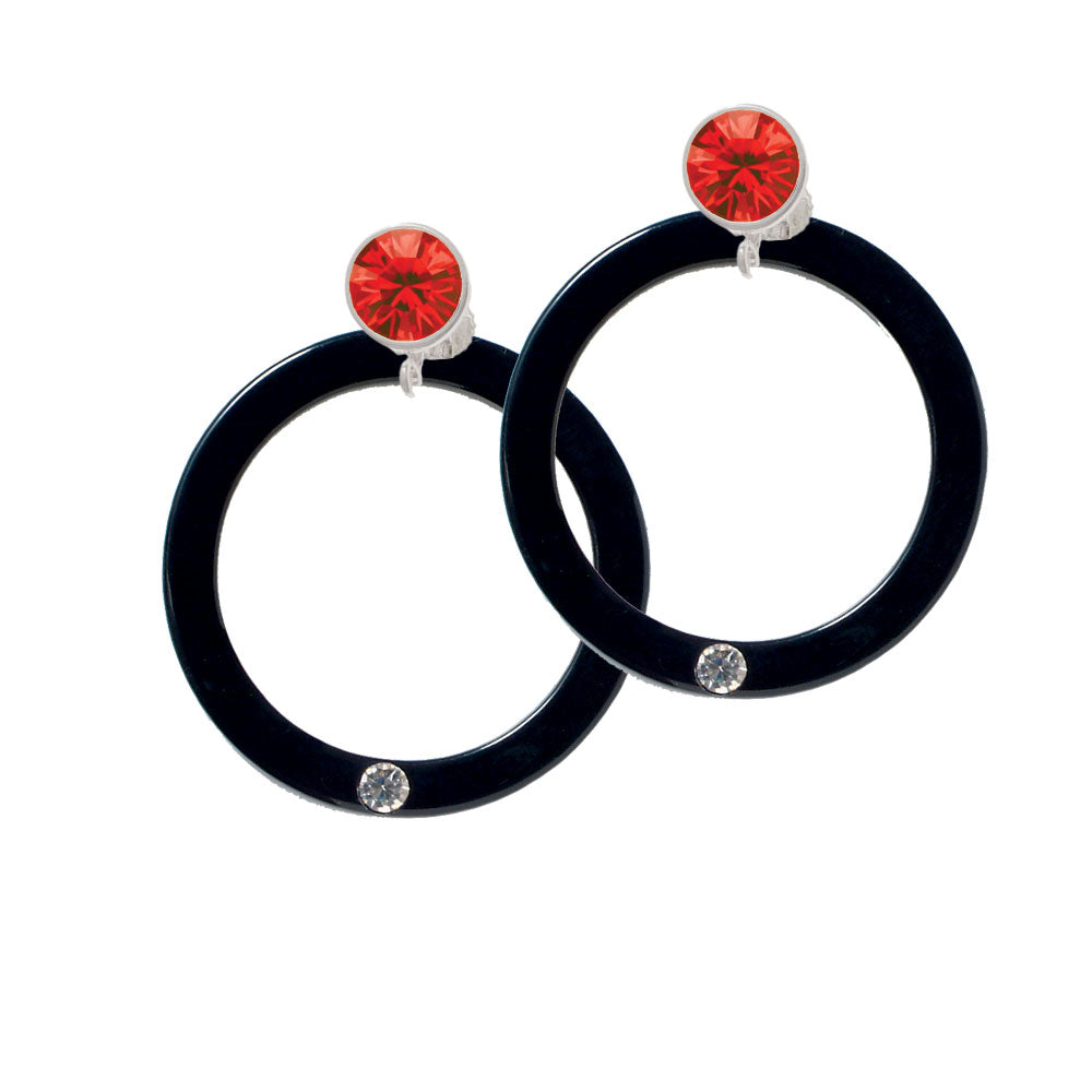 Acrylic 1 1/2" Ring with 4mm Crystal Black Crystal Clip On Earrings Image 4