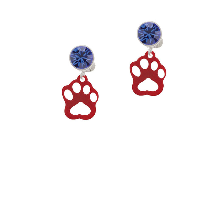 Acrylic Small Paw Maroon Crystal Clip On Earrings Image 7