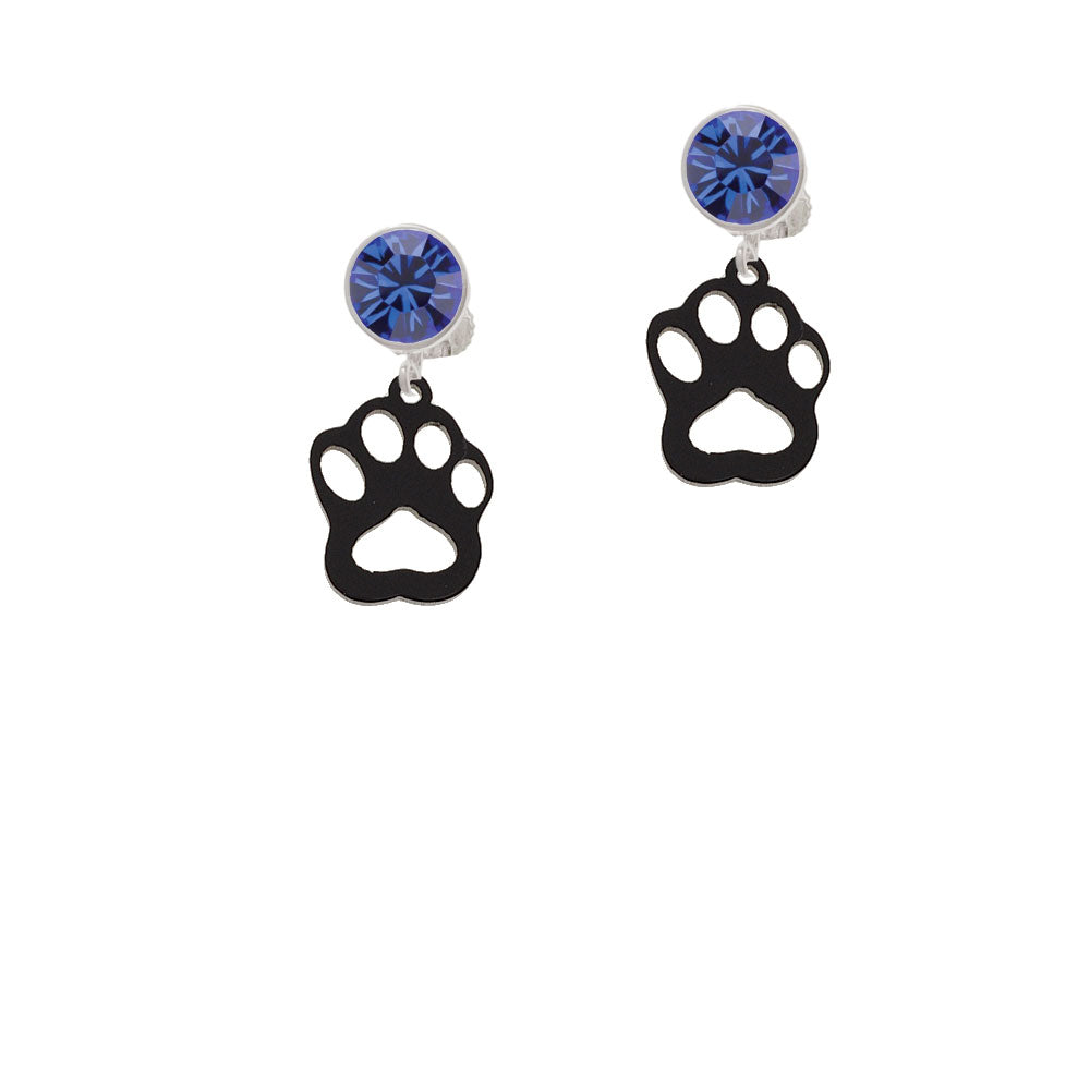 Acrylic Small Paw Black Crystal Clip On Earrings Image 7