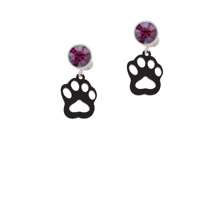 Acrylic Small Paw Black Crystal Clip On Earrings Image 8