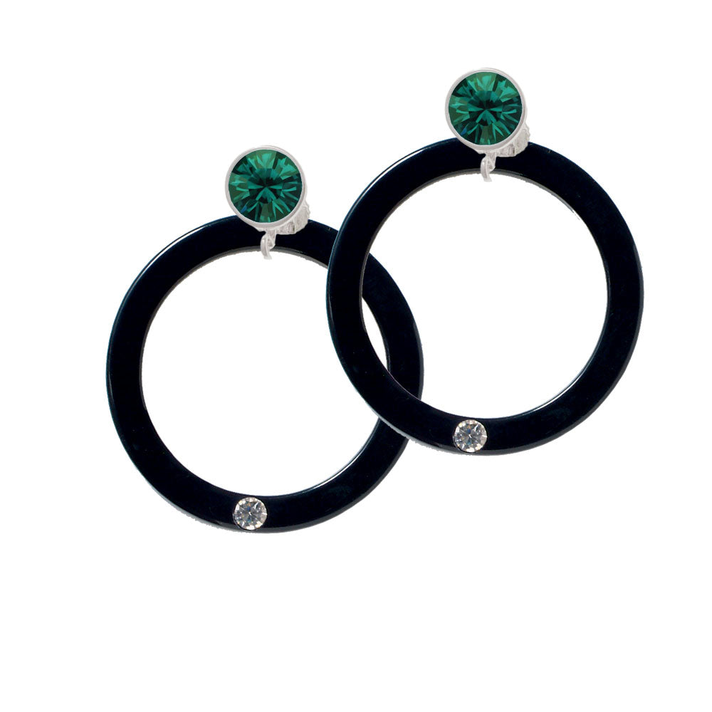 Acrylic 1 1/2" Ring with 4mm Crystal Black Crystal Clip On Earrings Image 6