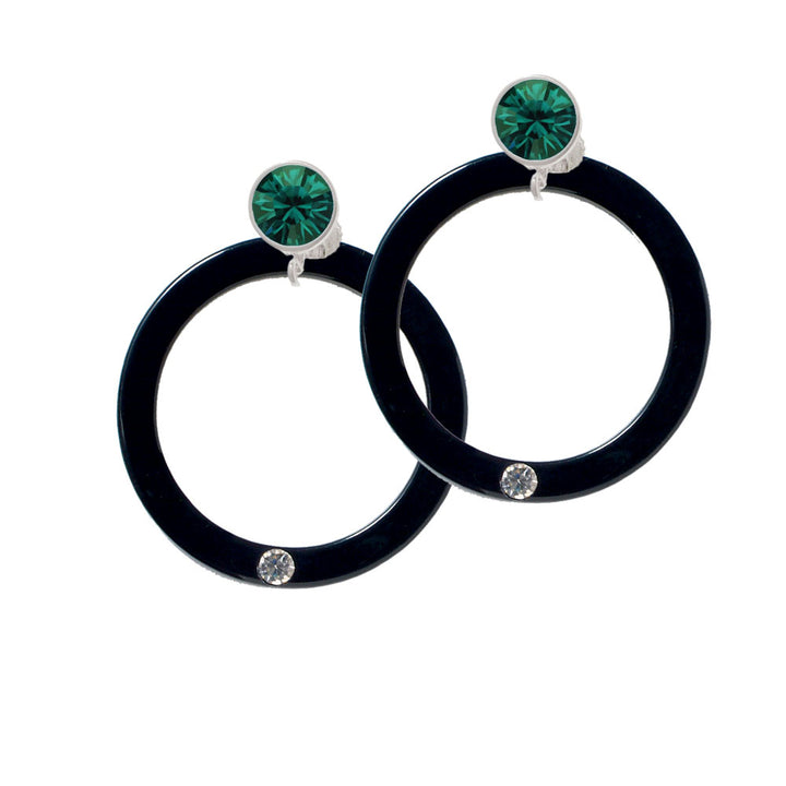 Acrylic 1 1/2" Ring with 4mm Crystal Black Crystal Clip On Earrings Image 6