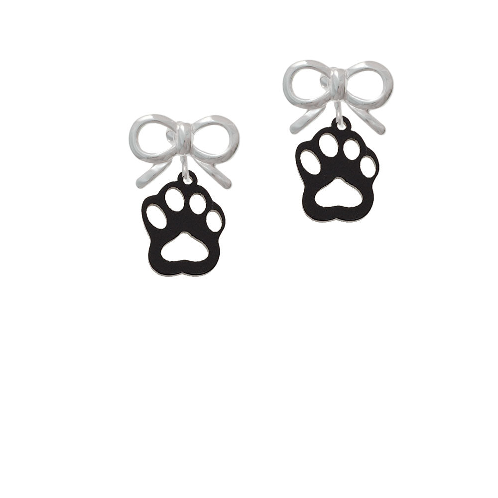 Acrylic Small Paw Black Crystal Clip On Earrings Image 9