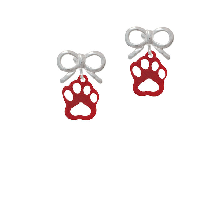 Acrylic Small Paw Maroon Crystal Clip On Earrings Image 9