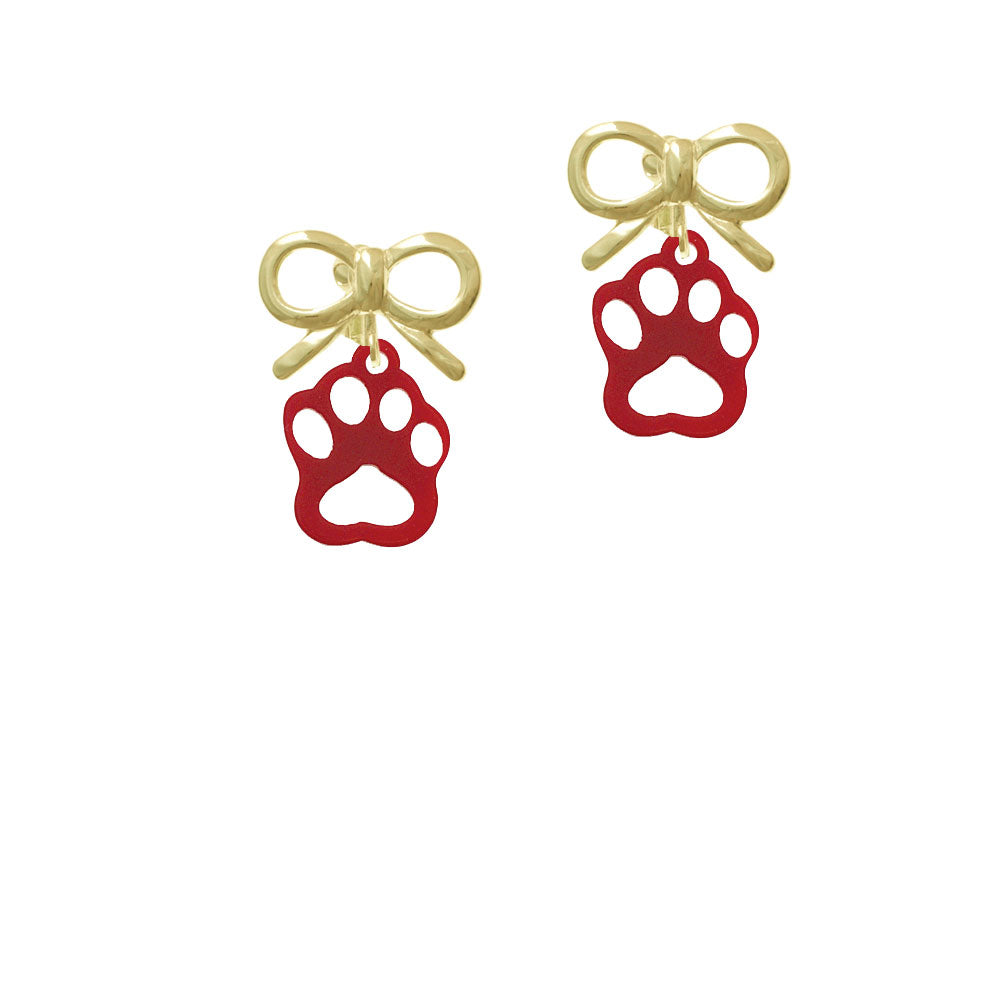 Acrylic Small Paw Maroon Crystal Clip On Earrings Image 10