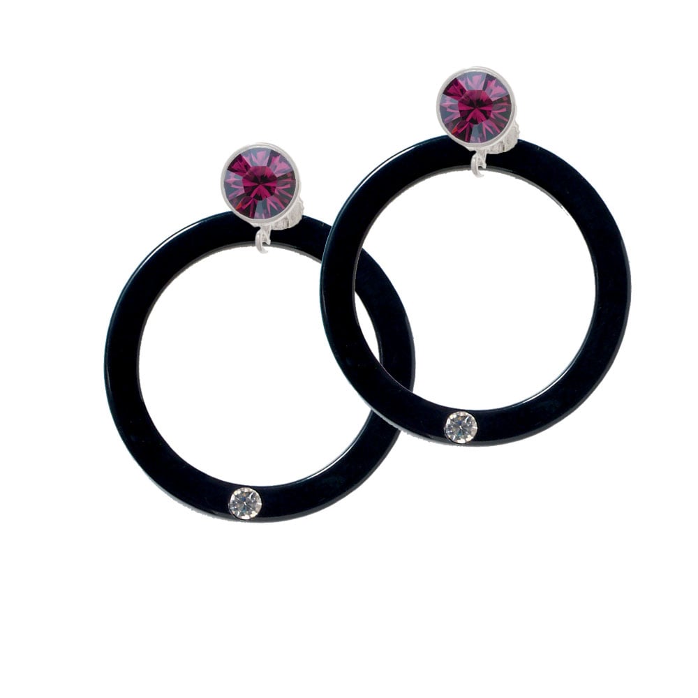 Acrylic 1 1/2" Ring with 4mm Crystal Black Crystal Clip On Earrings Image 8