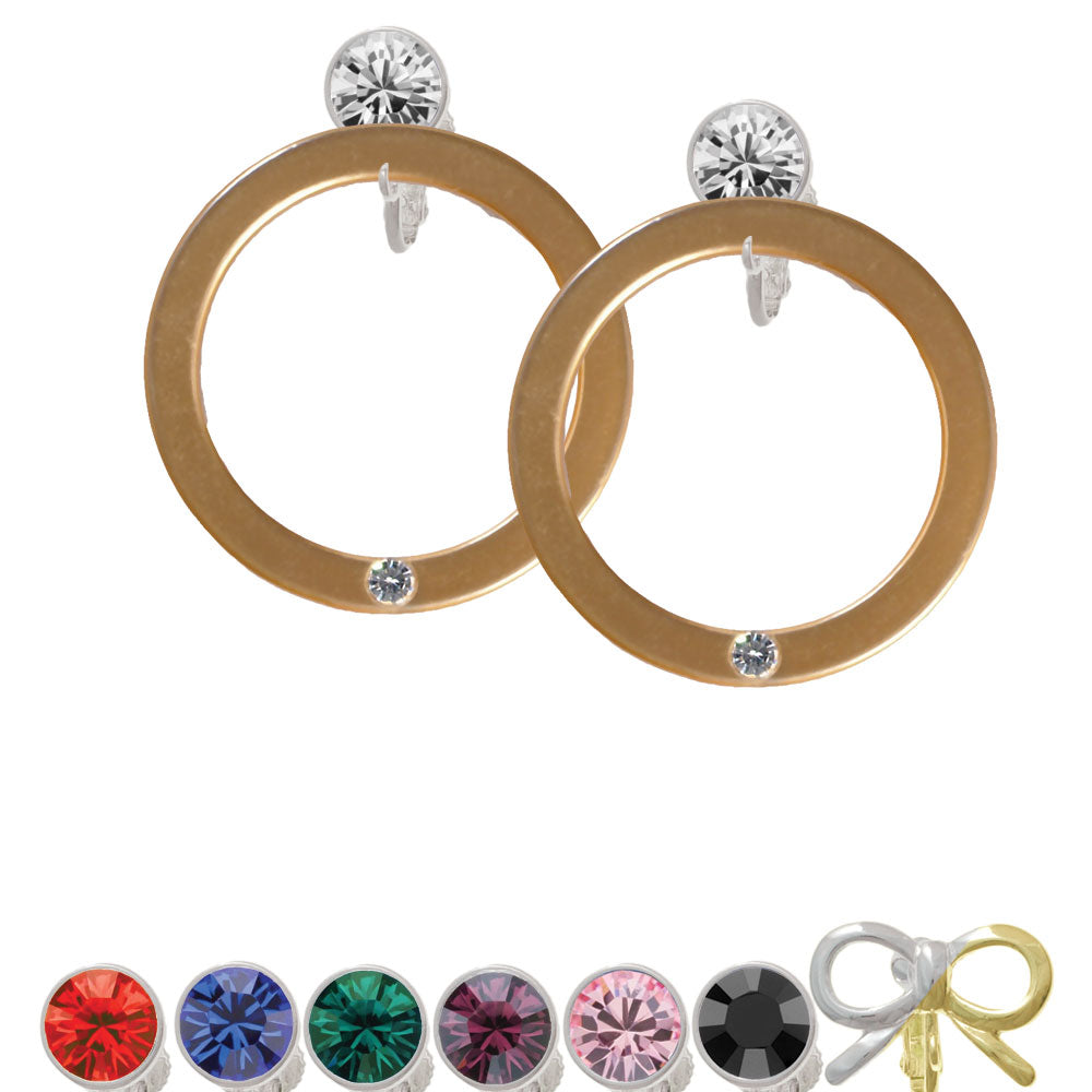 Acrylic 1 1/2" Ring with 4mm Crystal Gold Tone Crystal Clip On Earrings Image 1