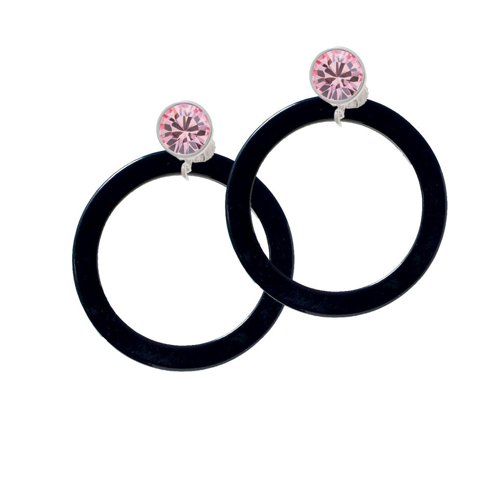 Acrylic 1 1/2" Ring Black Crystal Clip On Earrings Image 4